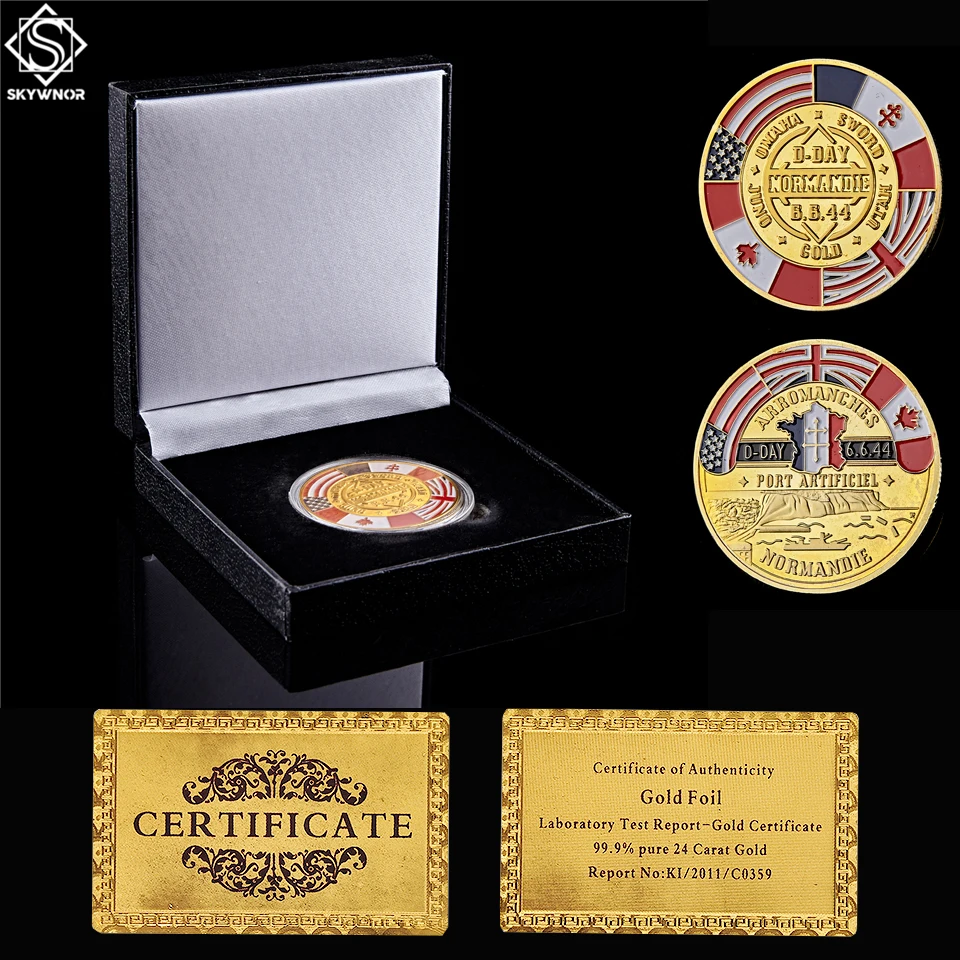 

WWII 1944 D-Day 70th Anniversary Arromanches Normandie War Military Challenge Commemorative Coin W/ Luxury Box