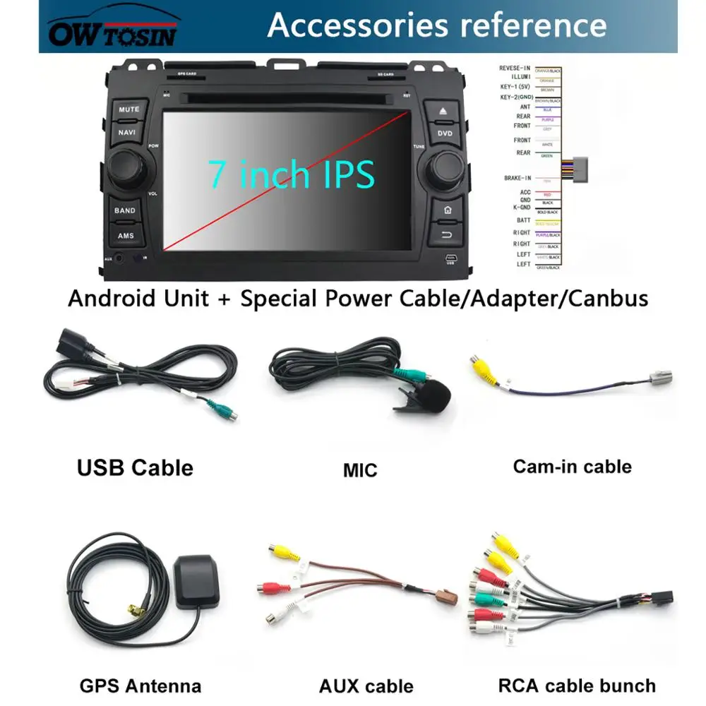 Автомобильный DVD-плеер 7 дюймов IPS 8 ядер 4 Гб + 64 ГБ Android 9 0 для Toyota Land Cruiser Prado LC120 2004-2010