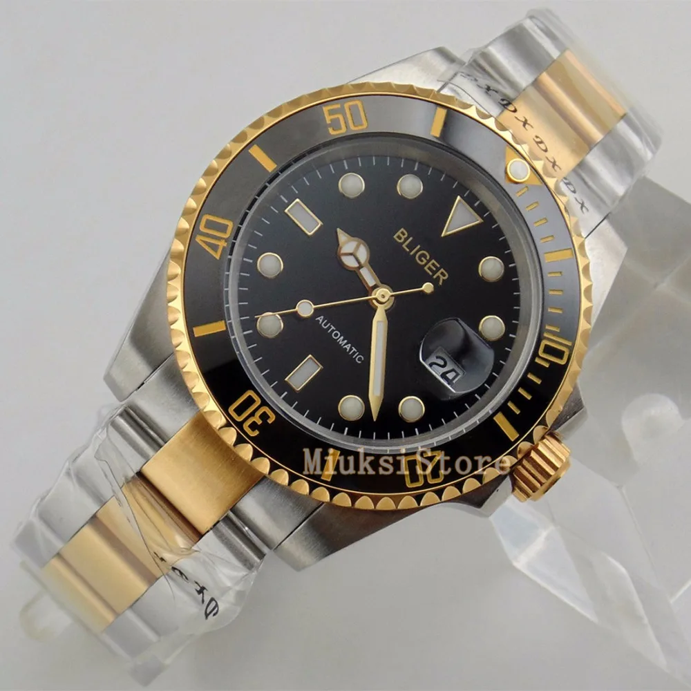 40 мм светящийся Сапфир Автоматический морской чайки Nouvelle mode de Montre Bleu Verre браслет en cuir montres-браслеты hommes Pas Cher