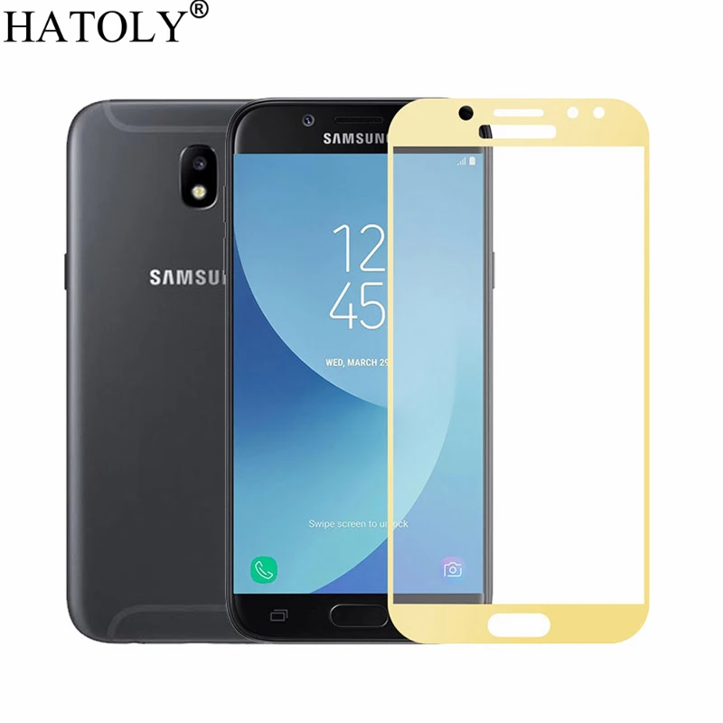 Gold 1 шт закаленное стекло для samsung Galaxy J7 защита экрана J730F/DS полное покрытие для samsung J7 3D изогнутая пленка - Цвет: Gold