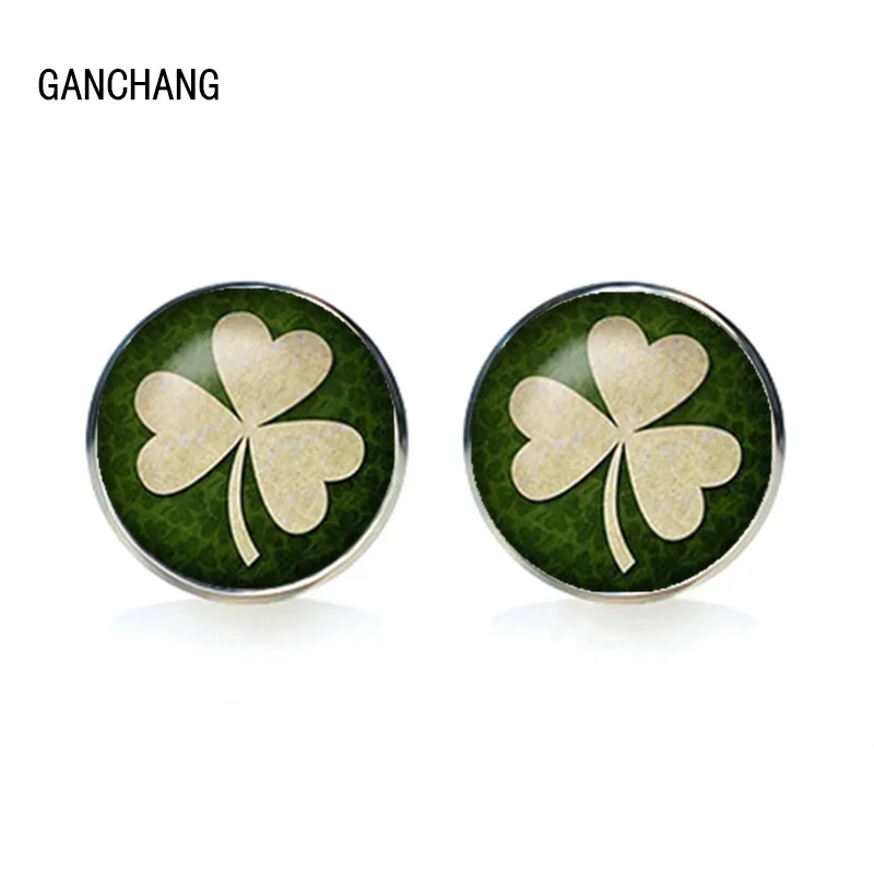 Ирландские запонки для жениха свадебные в виде клевера стиле ретро рубашки