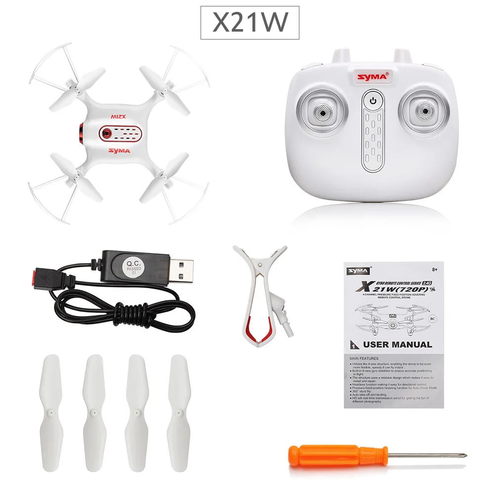 White Syma X21W вертолет мини Drone с камерой Wi-Fi FPV реального времени передачи Радиоуправляемый квадрокоптер карман Квадрокоптер самолетов дроны - Цвет: White