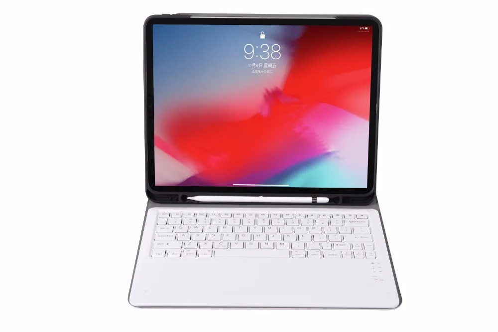 Чехол с клавиатурой для Apple iPad Pro 12,9 A1876 a1983a1895, чехол с Bluetooth клавиатурой, умный кожаный чехол с карандашом+ пленка+ ручка