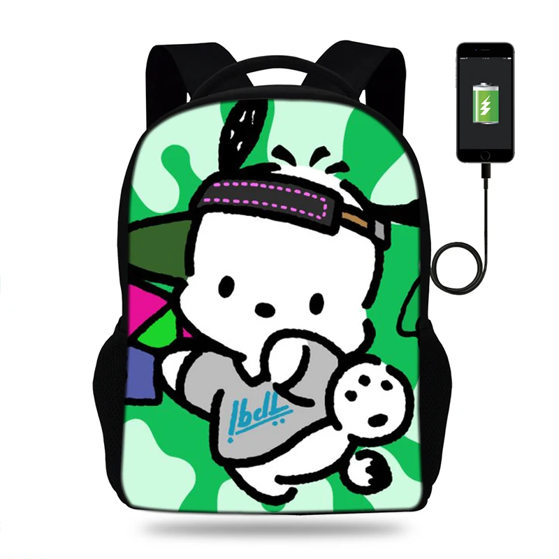 17 дюймовый популярность мультфильм Pochacco Печать Рюкзак детский школьный рюкзак USB