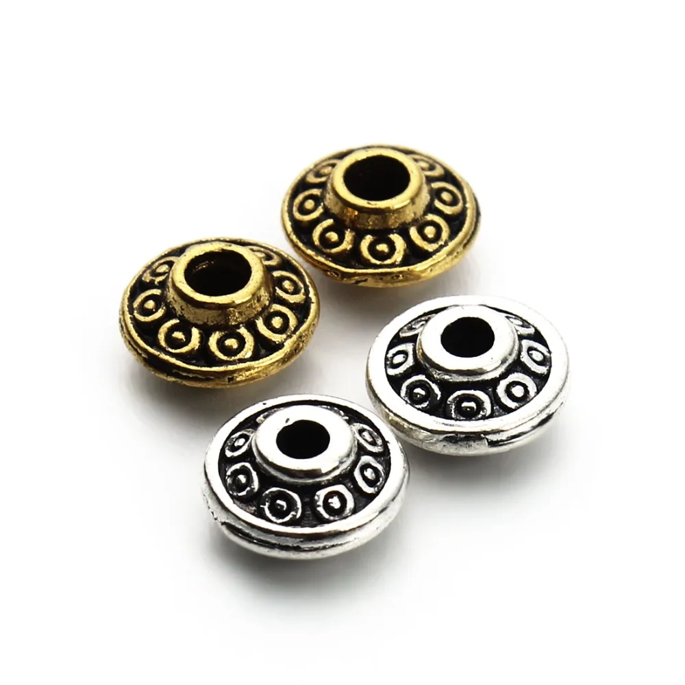 

Wholesale 50pcs Antique Silver Metal Spacer Beads Gold Cone Pattern Charm Beads for DIY Bracelets Jewelry Making Material F2847
