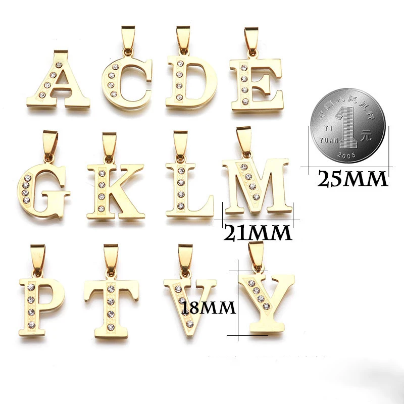 Trendy Dainty Stainless Steel Minimal Gold Color Cz Initial Letter Pendant Necklace Gift For Girls Men Women Mom Sister Jewelry | Украшения