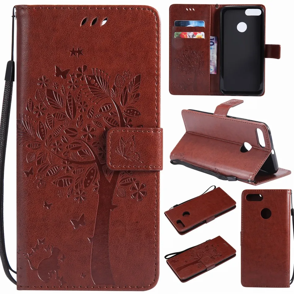 Coque слот для карт кожаные чехлы для телефонов Xiaomi 5 6 5X Mix 2 Redmi 3 3S Note3 Note 4X Mi5 Mi6 дерево кошка тисненый узор с бабочками P06H