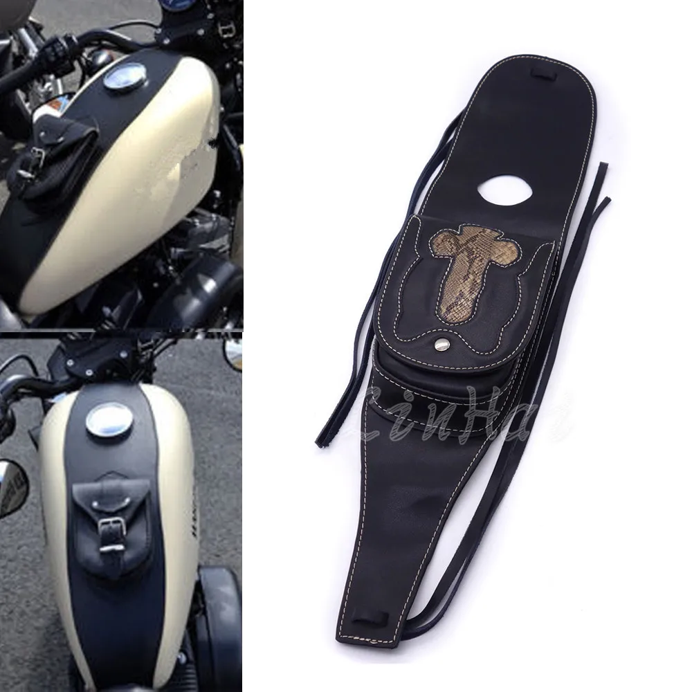 Мотоциклетная Черная синтетическая кожа крышка бака панель сумка для Harley Sportster 883