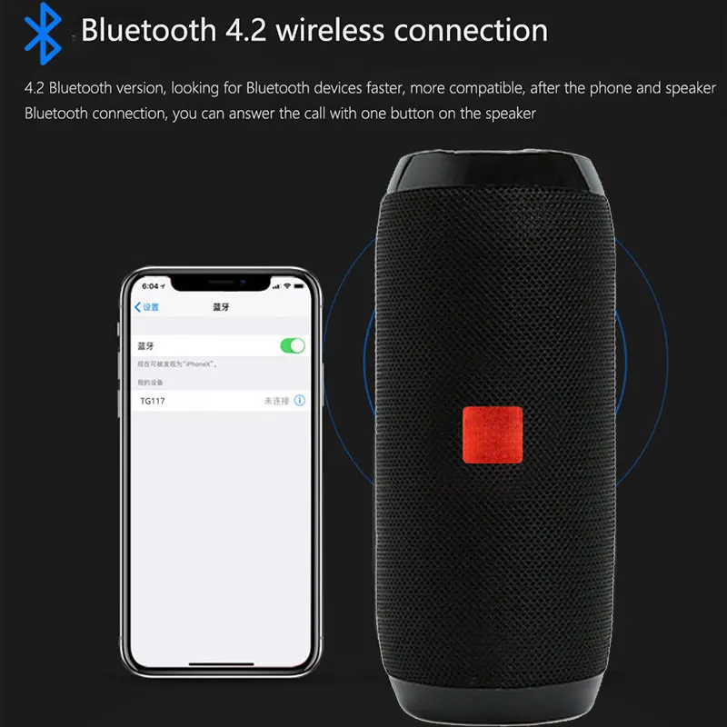 Портативный беспроводной Bluetooth динамик открытый сабвуфер бас стерео Колонка TF