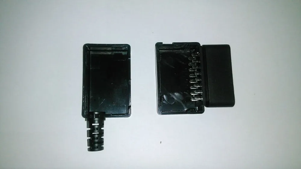 Новая акция! цена OBD2 Мужской Разъем 16pin 90 градусов правый угол J1962m штекер с корпусом без винта