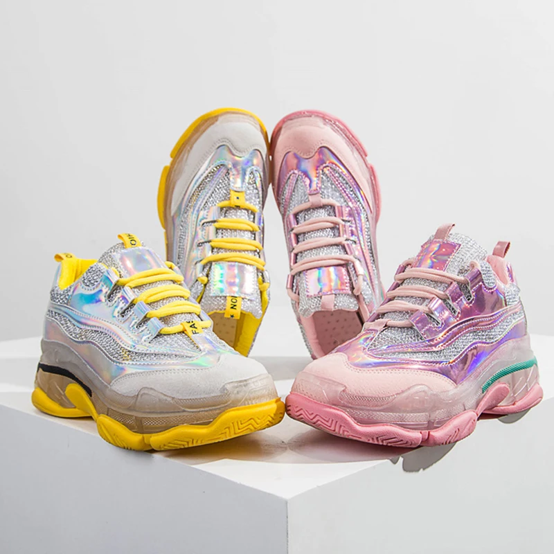 2019 женские кроссовки на плоской подошве с прозрачной толстой подошвой дышащие