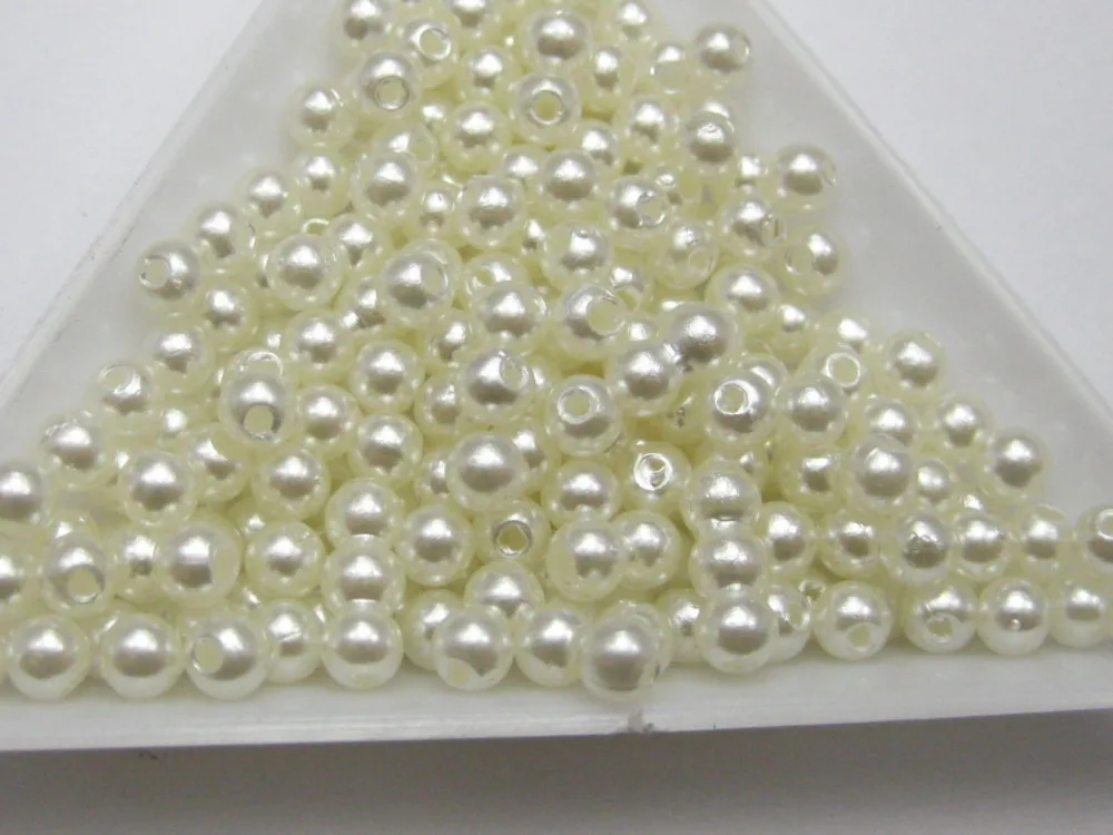

1000 Pcs 4mm Plastic Faux Pearl Round Beads Ivory Imitation Pearl