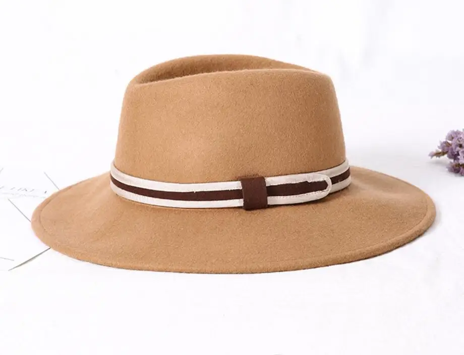 6 шт. новые мужские коричневые из чистой шерсти фетровые шляпы федоры зимние