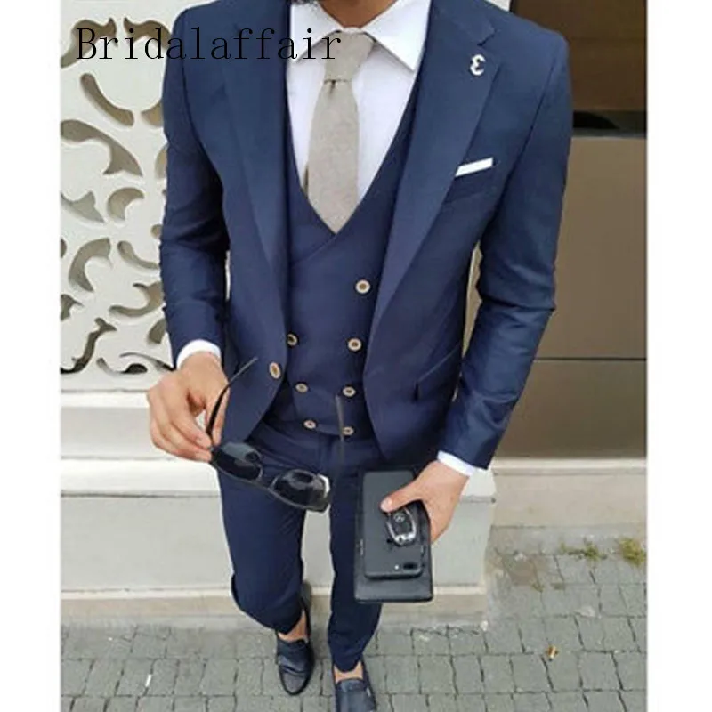 Костюм Bridalaffair Homme темно синий деловой мужской костюм из 3 предметов зауженный