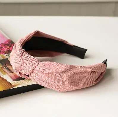 Stripes Pink Женский ободок, модный однотонный бархатный ободок для волос, повязка на голову для женщин и девочек, элегантный ободок для волос ручной работы с перекрестным бантом - Цвет: Stripes Pink