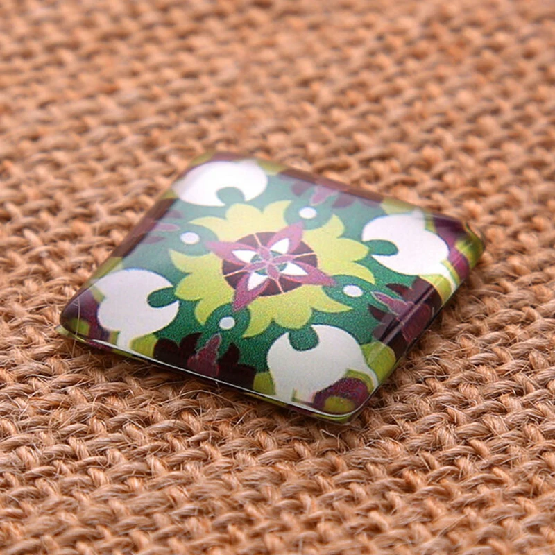 Mixed Fashion Flowers Glass Square Cabochons Transparent Dome for Jewelry Making DIY Findings Flat Back 10mm 15mm 20mm 25mm