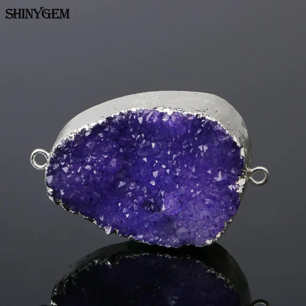 ShinyGem натуральный камень кулон соединитель нерегулярные 6 цветов друзы кристалл кулон чакра украшения с подвесками со стразами делая Шарм