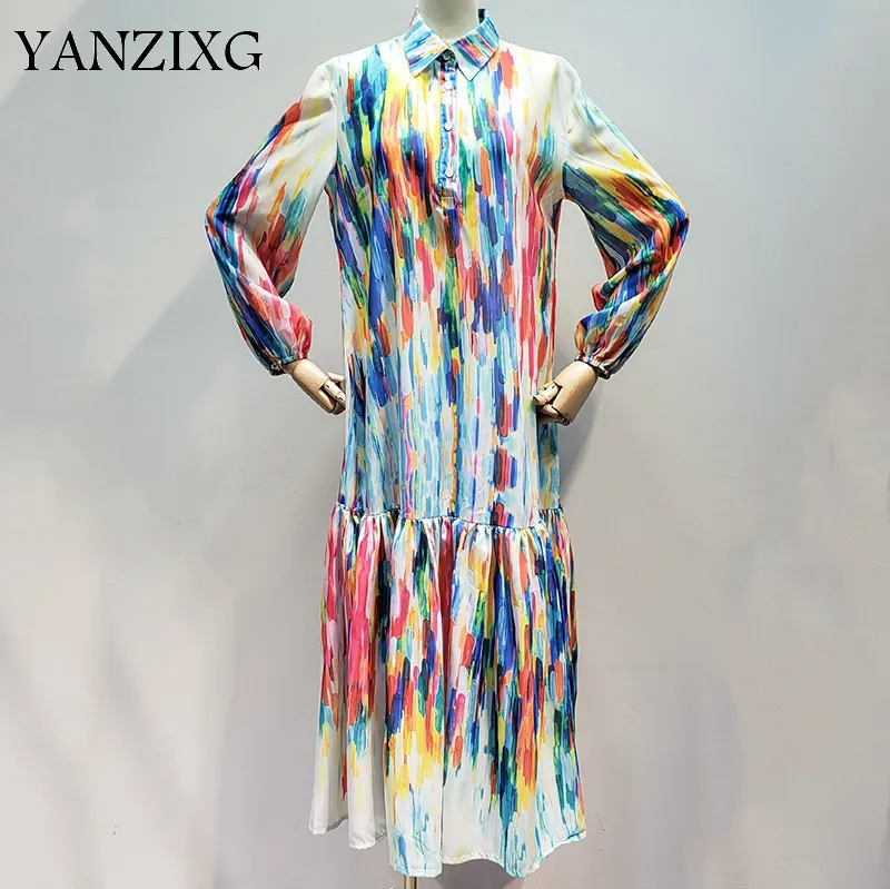 2019 Новая летняя тонкая женская одежда с радужным принтом воротник длинными