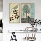 WANGART печать картин на стене винтажные принты птицы и цветы животные холст картины для гостиной без рамы домашний декор