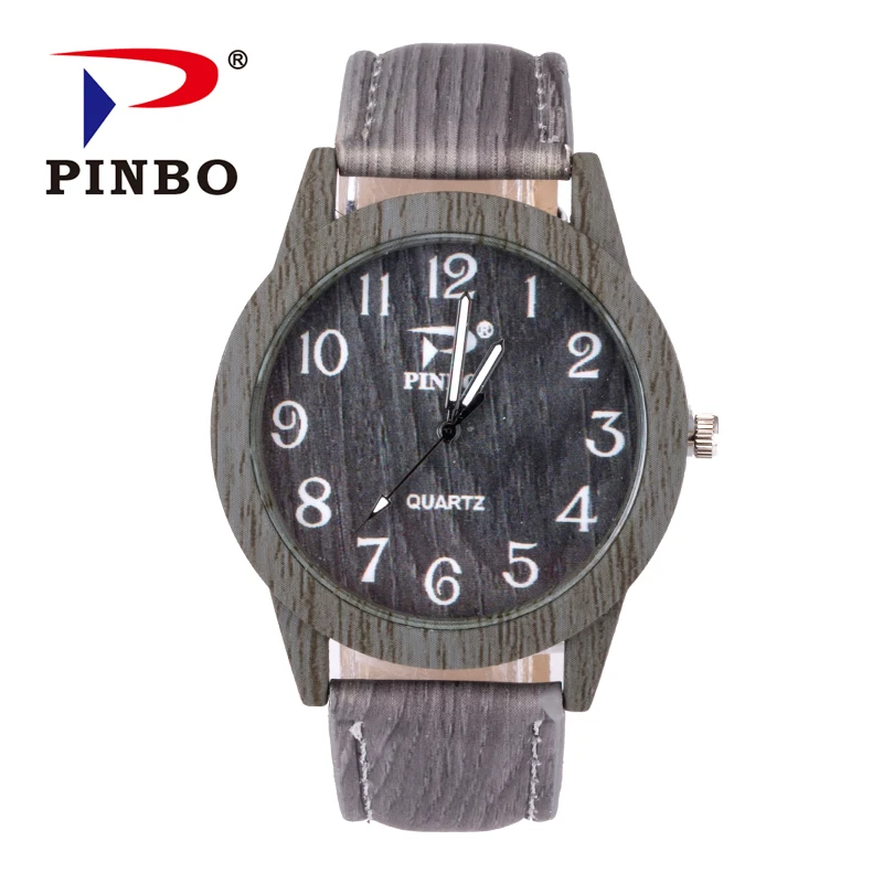 Часы PINBO с круглыми деревянными часами мужские и женские кварцевые наручные часы