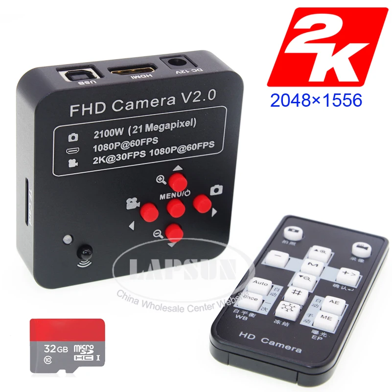 Lapsun новейший промышленный лабораторный микроскоп HD 1080 МП 2K@ 30 fps HDMI P@ 60 fps HDMI/USB выход+ 32GB TF карта