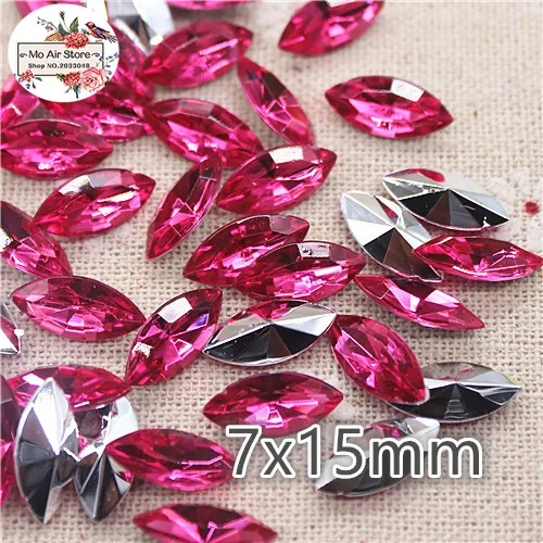 hot pink 100pcs 100 шт 7x15 мм прозрачный акриловый из горного хрусталя камень маркиза граненые Стразы Украшения для самодельного изготовления без отверстия - Цвет: hot pink 100pcs