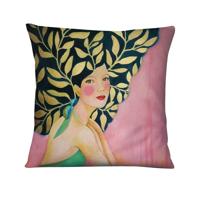 Декоративные Чехлы для подушек Pretty Woman In Flower акварельные наволочки девочек