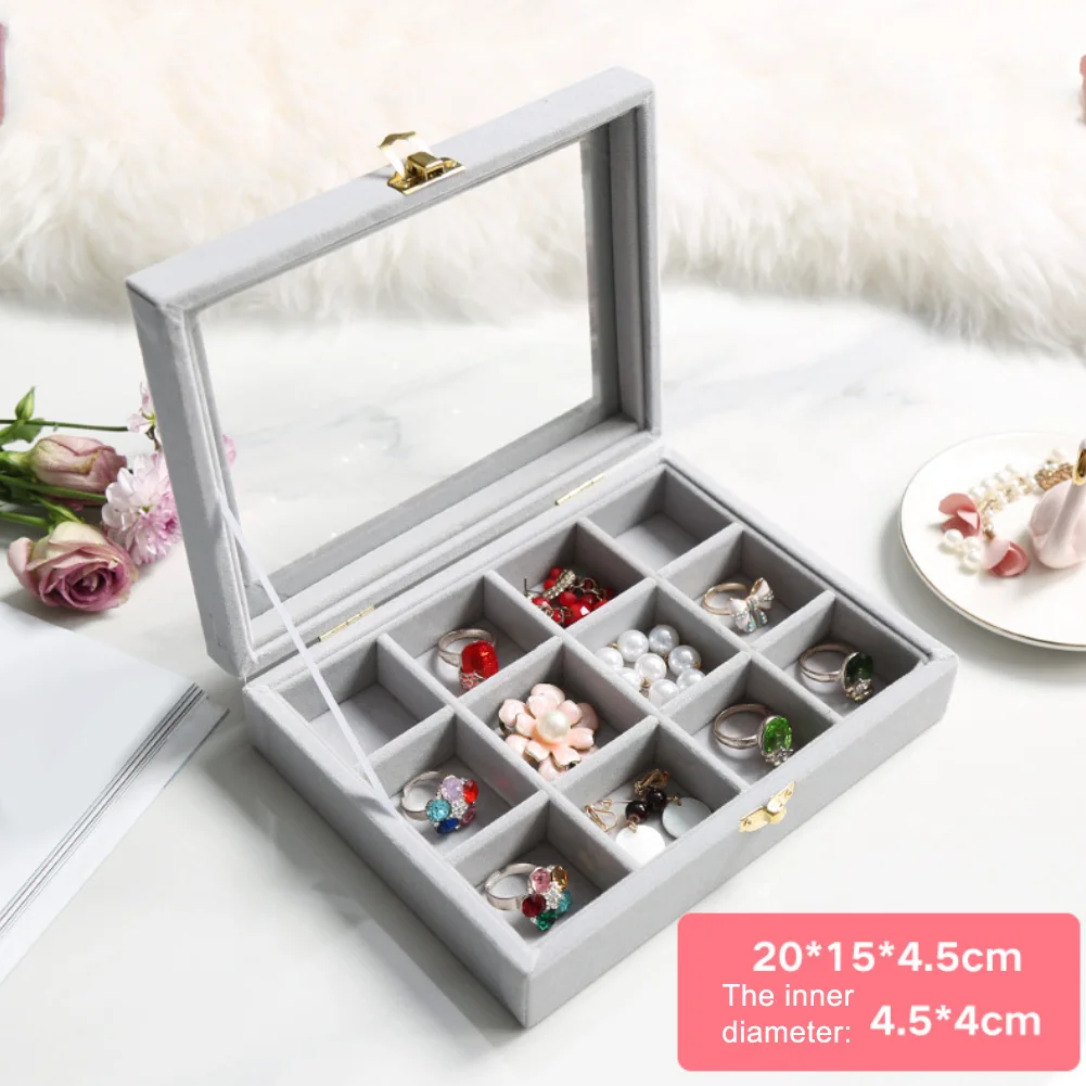 Бархатная стеклянная витрина для сережек и колец органайзер коробка держатель