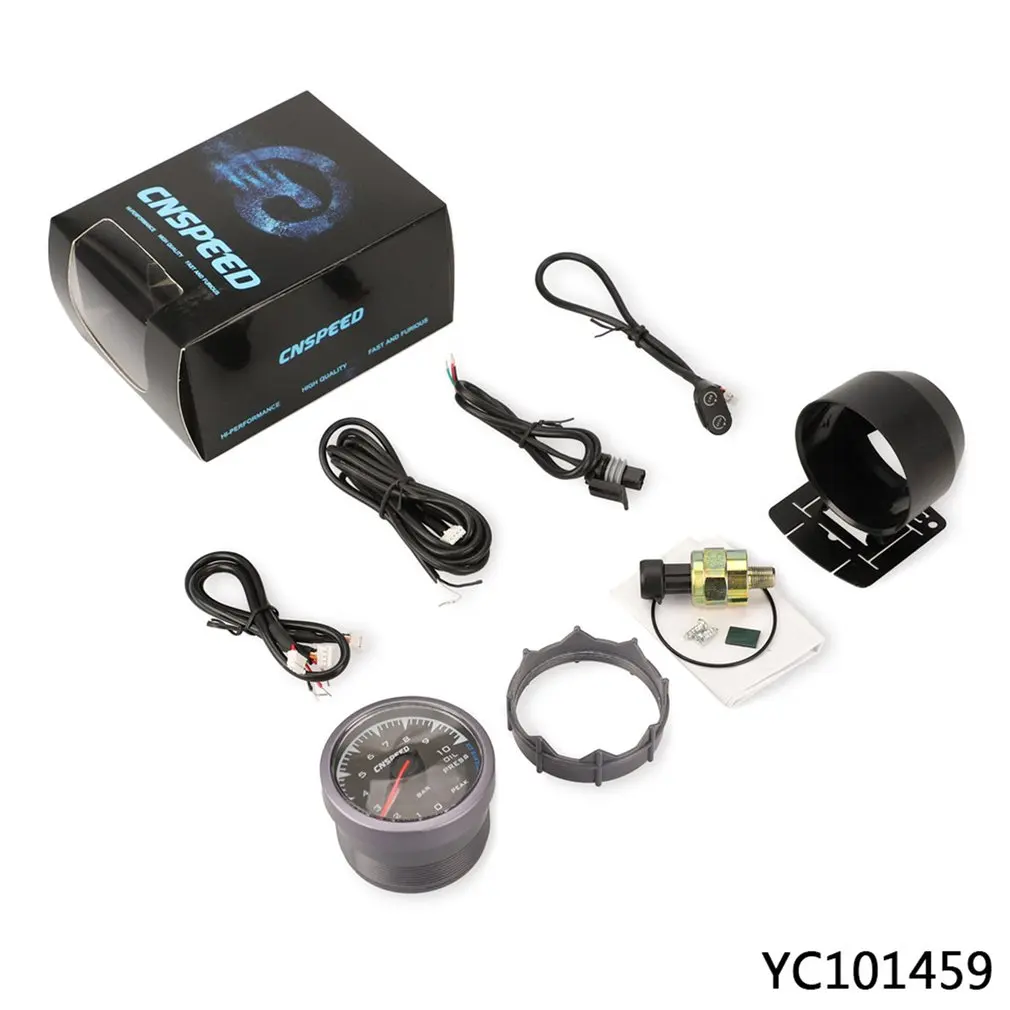 CNSPEED 2.5&quot/60mm 12V 7 Colors LCD Pointer Auto Car Oil Press Gauge BAR Pressure Guage For Racing Meter | Инструменты