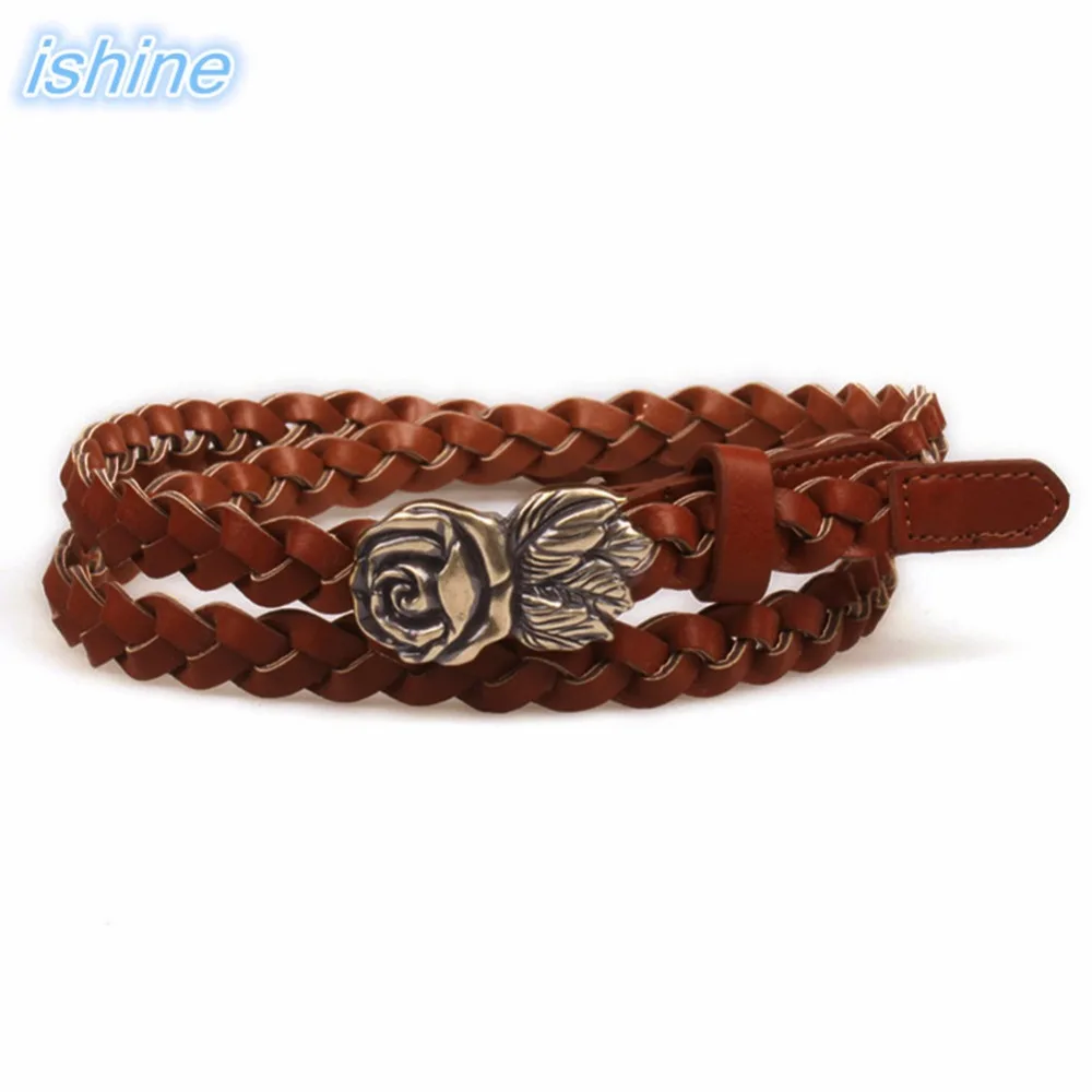 Новый коричневый Плетеный ремень модные женские ремни роскошный пояс из