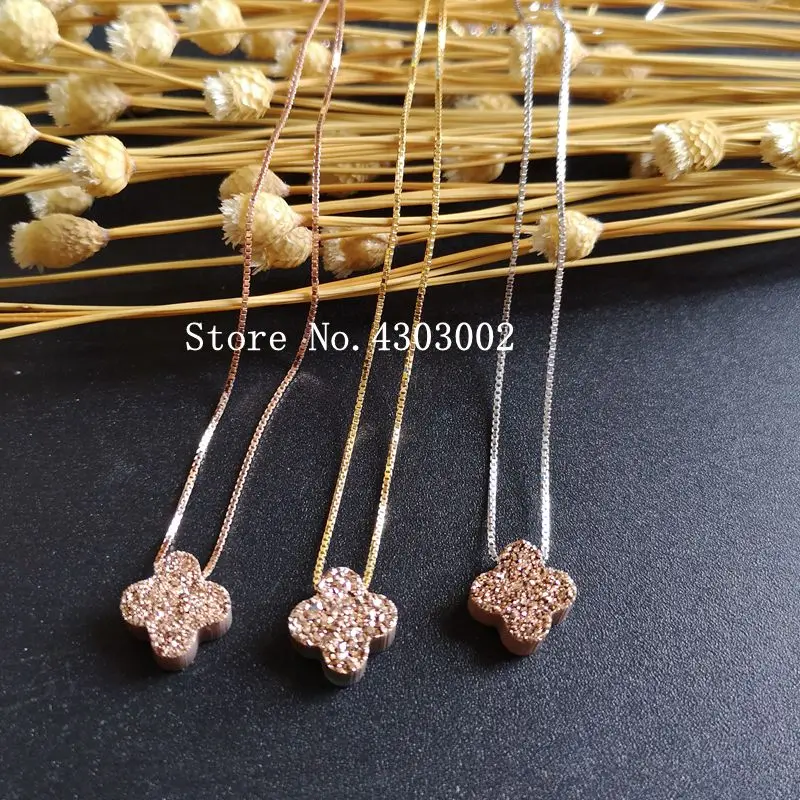 Акция! Женское Ожерелье с цветком клевера Druzy подарочное ожерелье из
