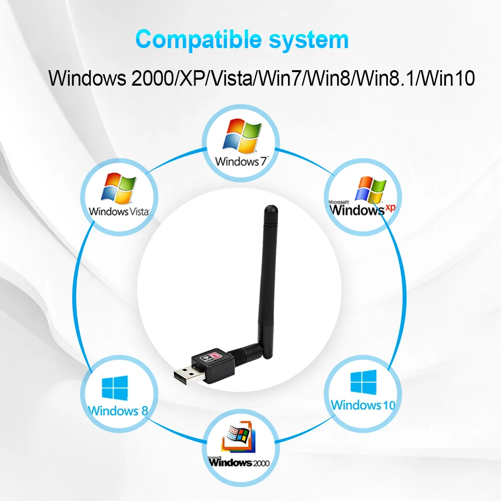 150 Мбит/с USB адаптер антенны Wi-Fi 2dBi Беспроводной сетевой карты 2,4G Wi-Fi Dongle PC USB Ethernet WiFi приемник MT7601 802.11b/g/n