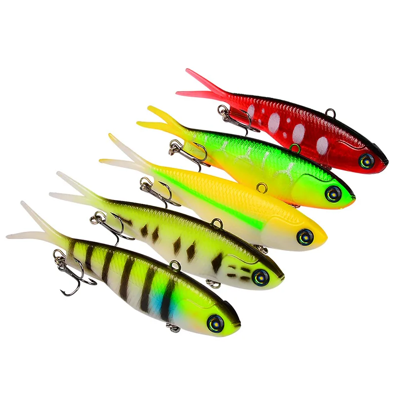 1pcs VIB Soft Lead Fish 8cm/11cm 32g/15g swimbait jigging Y Shape Tail Fishing bait lures with 2 Hooks Fly Lure Tackle | Спорт и