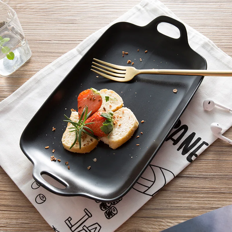 Японский простой стиль Элегантные керамические тарелки для ушек ужин завтрак