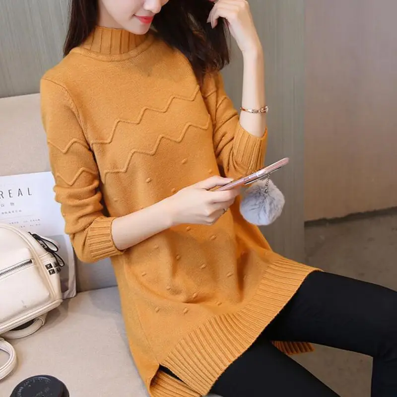 2018 Spring Autumn Womwn Sweater New Style Fashion Mid-Long Pullover Bottoming Casual Loose 3XL Female NZYD840 | Женская одежда