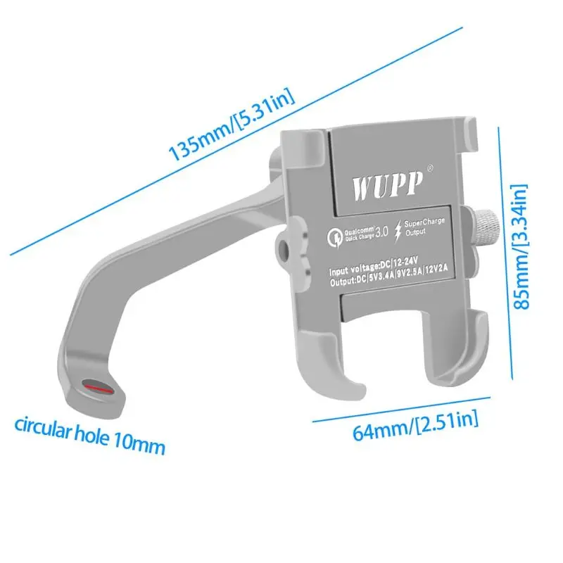 Руль Мотоцикла зеркало 12V Водонепроницаемый QC 3,0 USB быстрое Зарядное устройство мобильного телефона держатель Подставка для 4,3-7 дюймов чехол для телефона