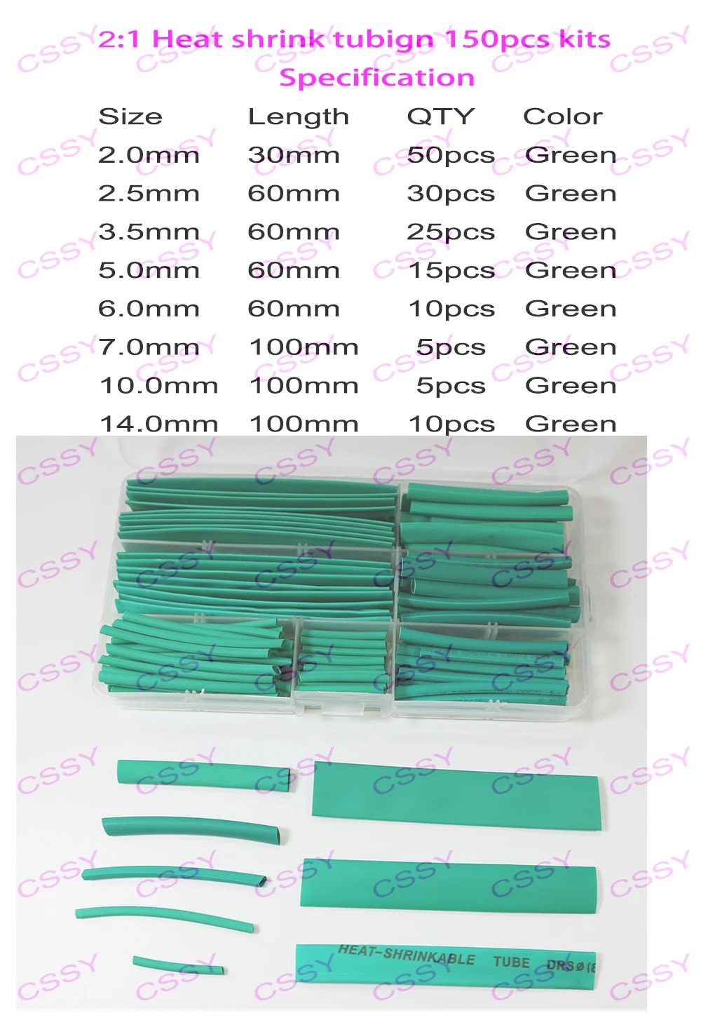 Бесплатная доставка новинка 150 шт./коркорт термоусадочная трубка 2 0/2 5/3 5/5 0/6 0/10/14