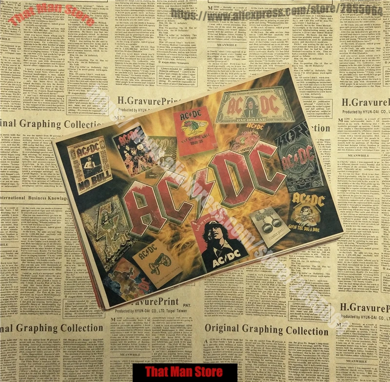 ВИНТАЖНЫЙ ПЛАКАТ ACDC крафт ретро старый рок-н-ролл Старый плакат евро и американская музыкальная команда звезда Ретро плакат