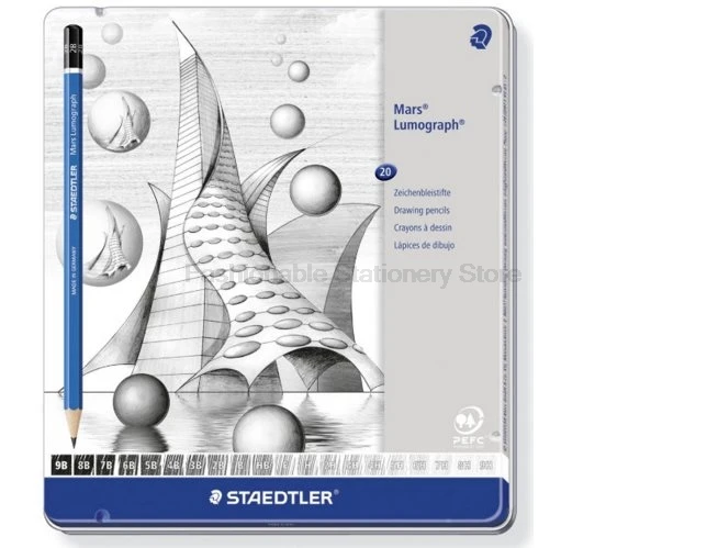 STAEDTLER 100 G20 синий набор карандашей для рисования 20 градусов в жестяной чехол