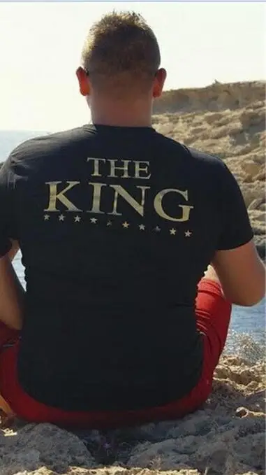 KING Новинка года; модная летняя одежда для пар; женская и мужская футболка с надписью «King queen»; забавные одинаковые футболки с короткими рукавами для влюбленных - Цвет: KING