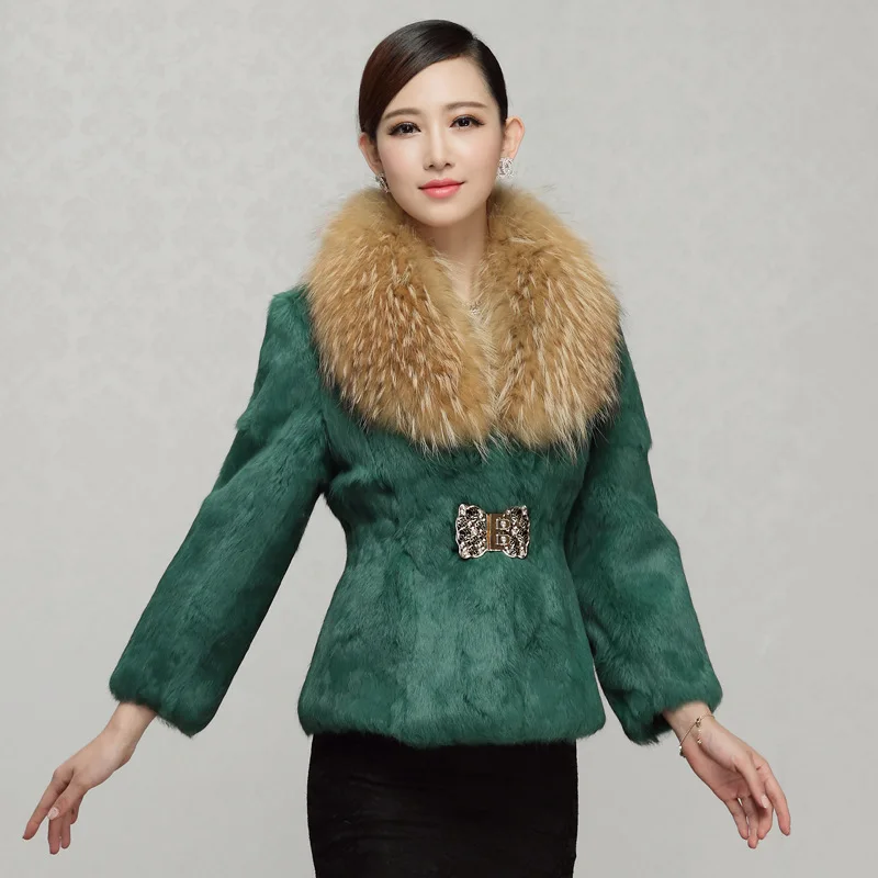 Роскошная женская модная куртка из натурального кроличьего меха пальто с