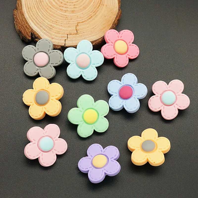 Модная красота 10 шт Разноцветные полимерные цветы 20 мм оснастки кнопки подходят
