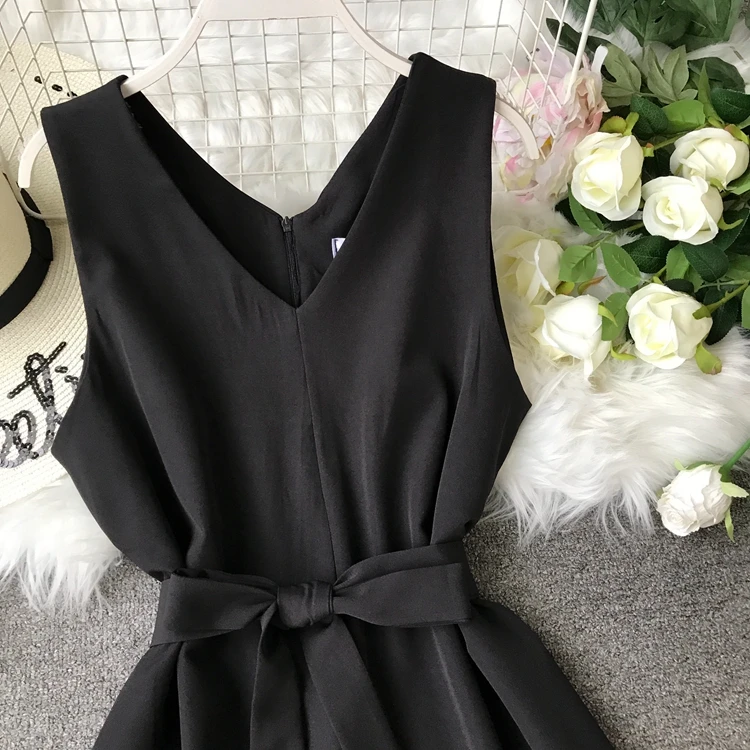 ALPHALMODA Летние Женские однотонные КОМБИНЕЗОНЫ длиной до середины икры с v-образным вырезом и широкими штанинами, женские повседневные летние комбинезоны