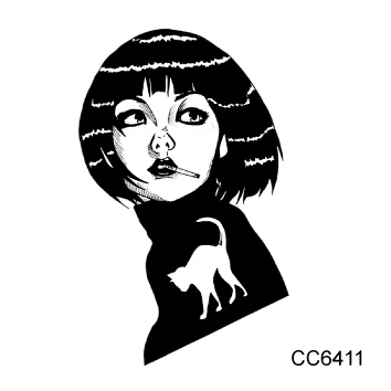 CC6411 Rocooart CC6 6X6 см маленькая винтажная Старая школа Стиль пистолет Девушки Женщины Черный Белый лицо временная татуировка наклейка боди-арт поддельные татуировки - Цвет: CC6411