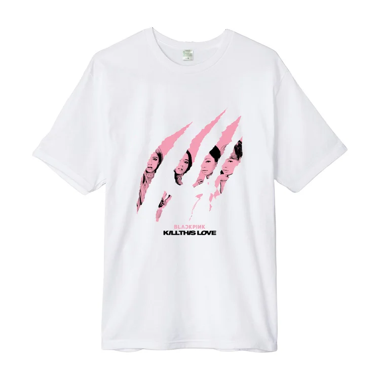 Летний стиль blackpink убить эту любовь член печать фотографий футболка для kpop болельщиков унисекс Круглая горловина футболка с короткими рукавами