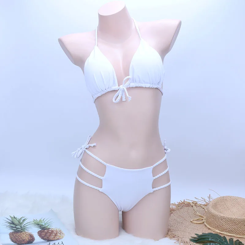 Белый купальник на шнуровке женские купальники женский купальный костюм бикини