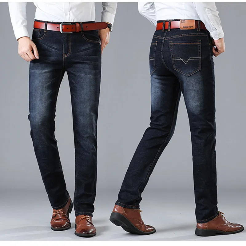 Arrow Car Classic Business Men's Jeans Stretch Straight Slim washed Casual Denim Pants Solid For Men | Мужская одежда