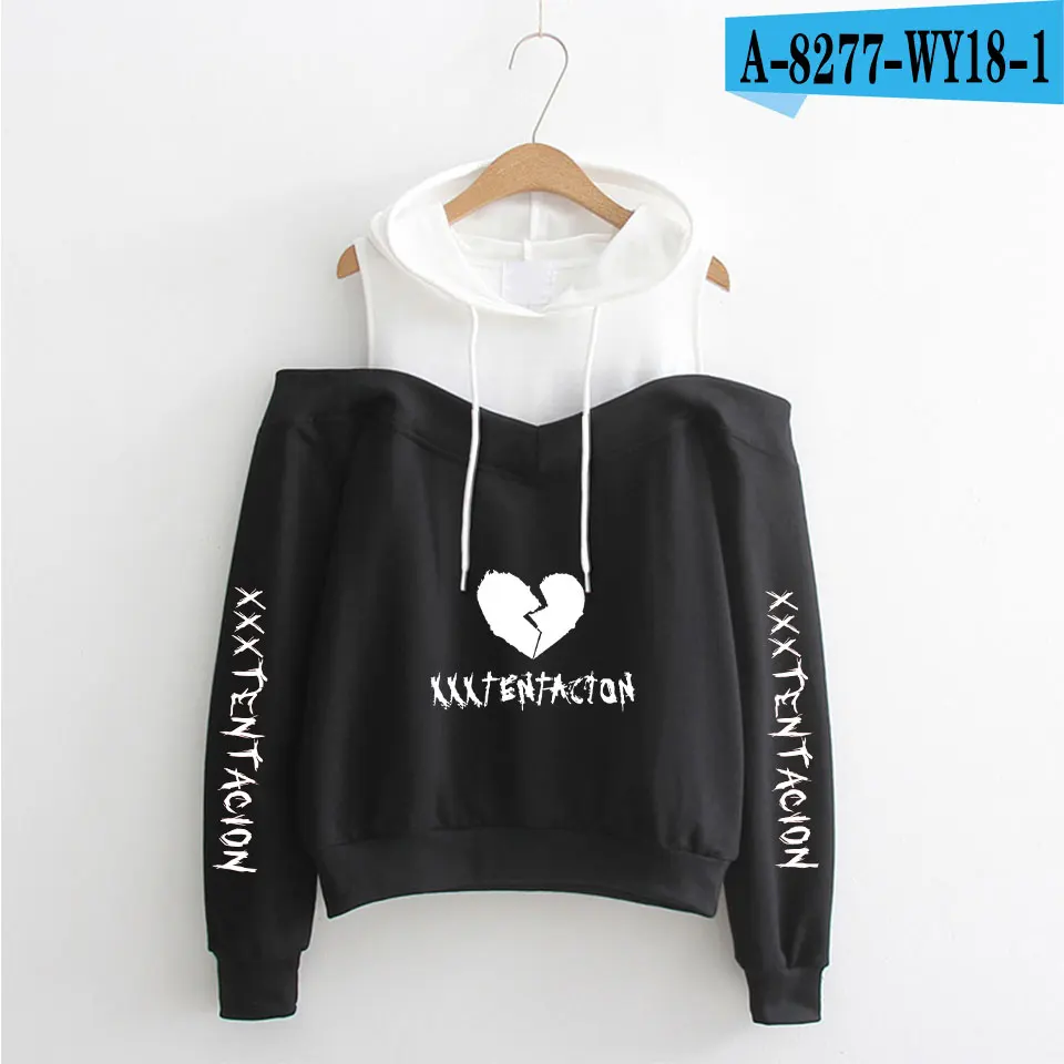 XXXTentacion толстовки, мужские хлопковые толстовки с длинным рукавом, толстовки harajuku с открытыми плечами, эксклюзивная одежда с капюшоном - Цвет: black