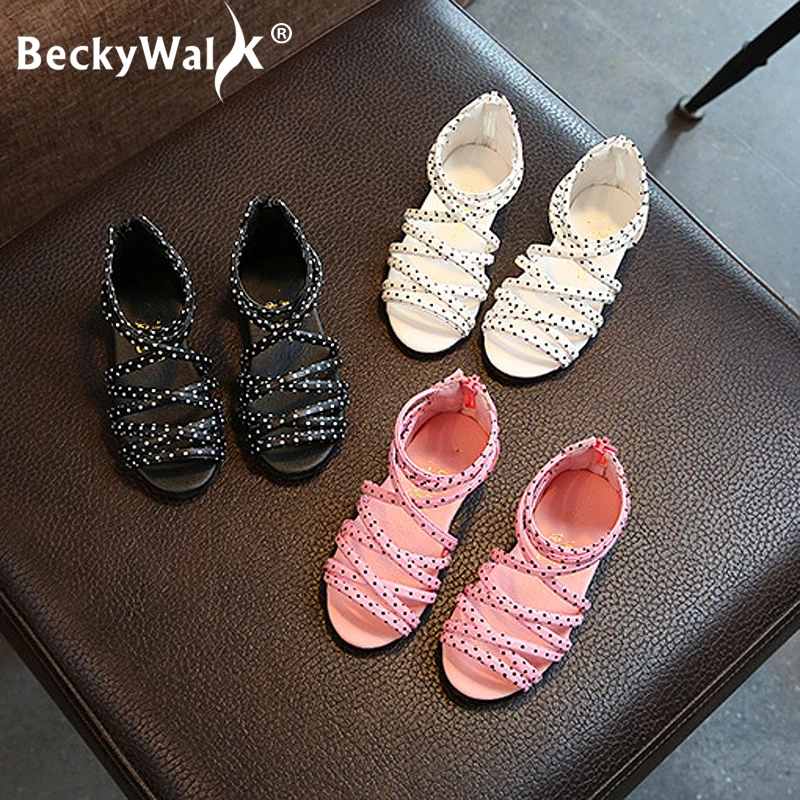 Сандалии детские летние на молнии пляжные босоножки принцессы для маленьких