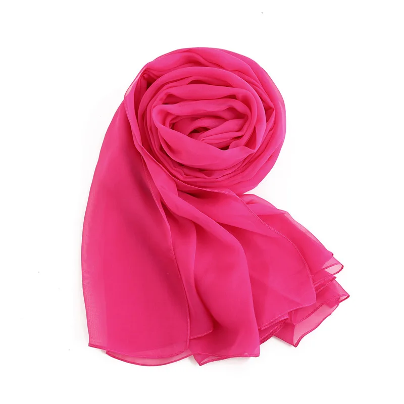 rose red Женский шелковый шарф, Женская шаль из натурального шелка, женская элегантная шаль, Элегантный женский шарф, благородный шелковый шарф из пашмины - Цвет: rose red